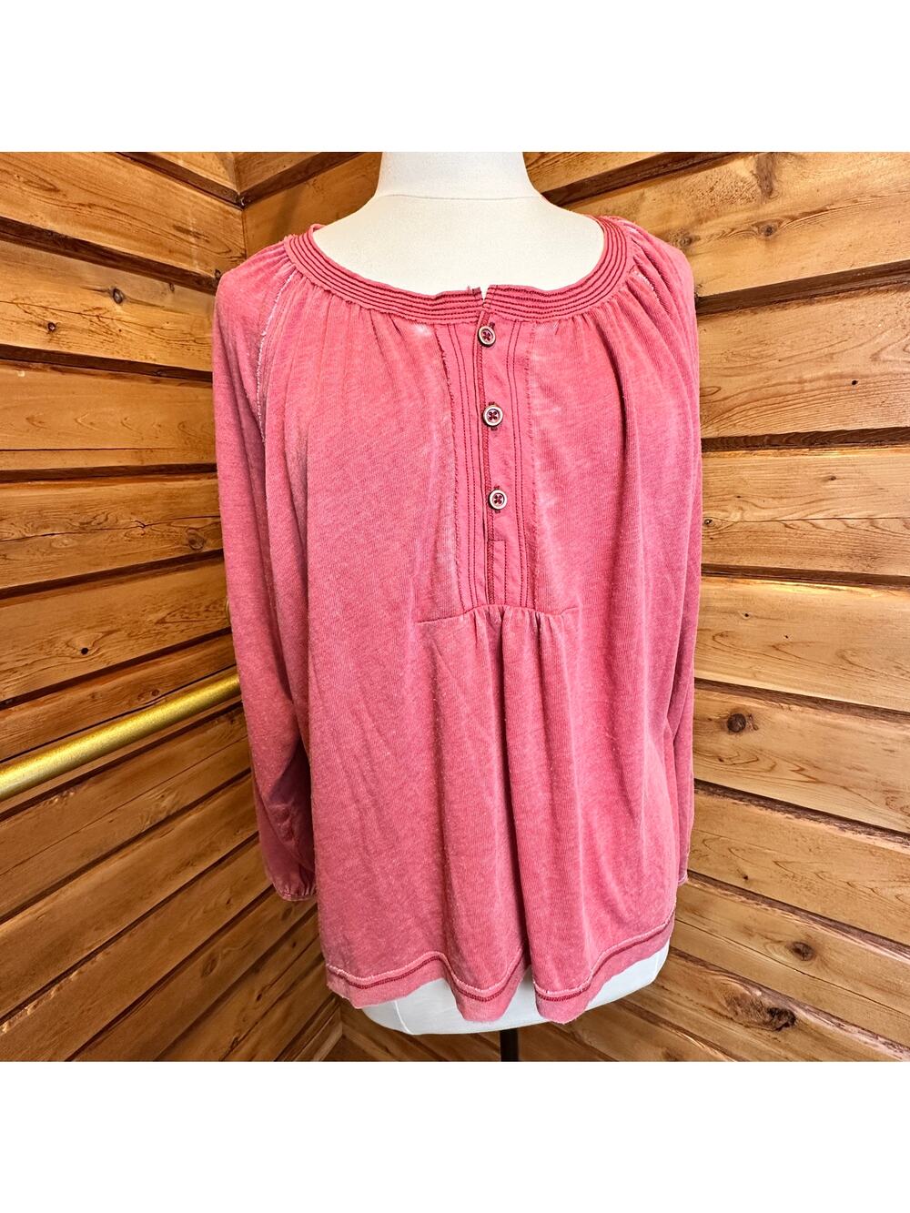 Free People We The Free Oversized Henley Top Pink Size Small